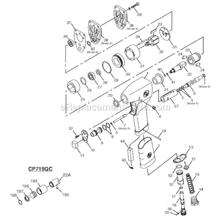 Page A Diagram and Parts List for CP719QC T025367 Chicago Pneumatic Wrench